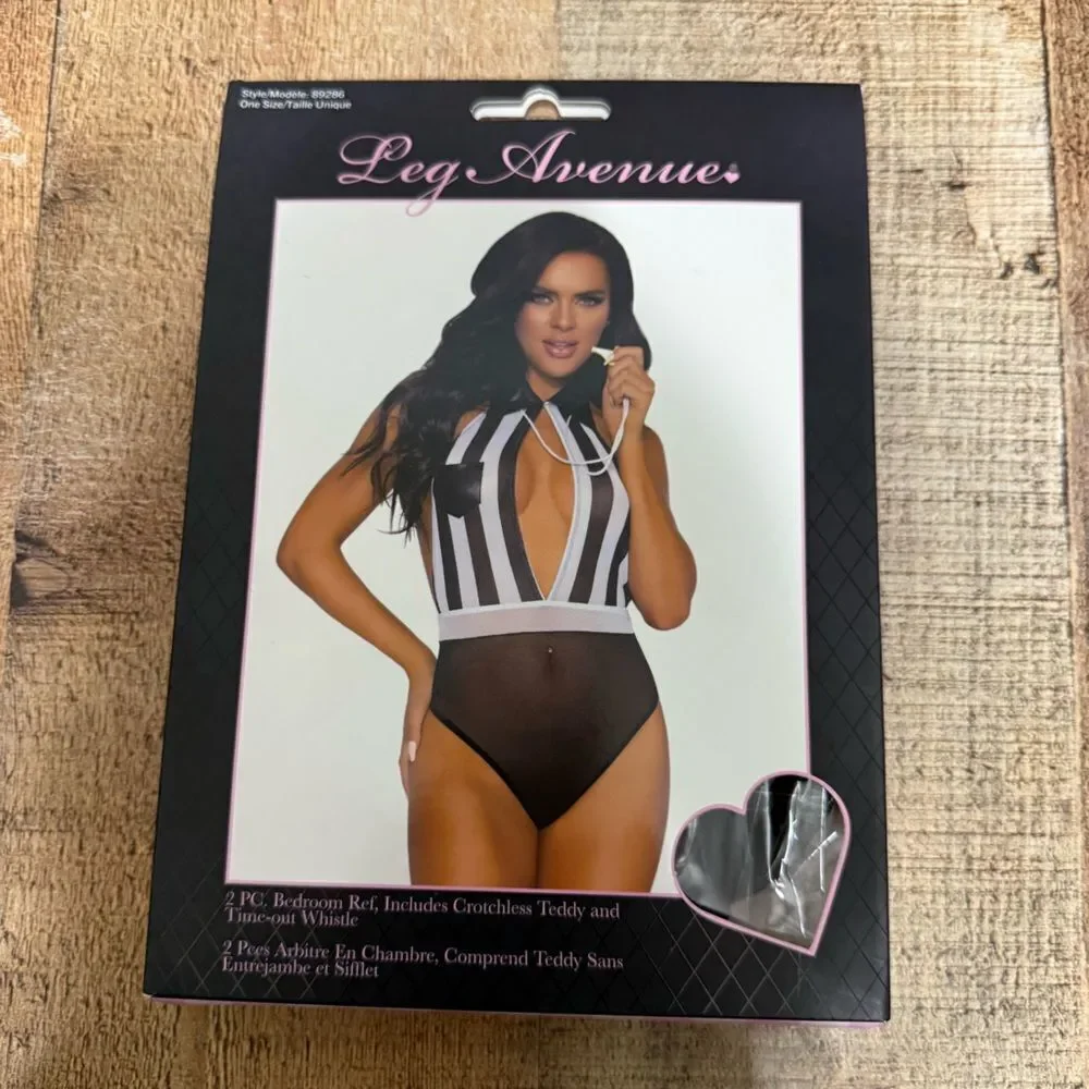 Leg Avenue 2 PC Bedroom Ref Sexy Costume, Black/White, One Size nwt